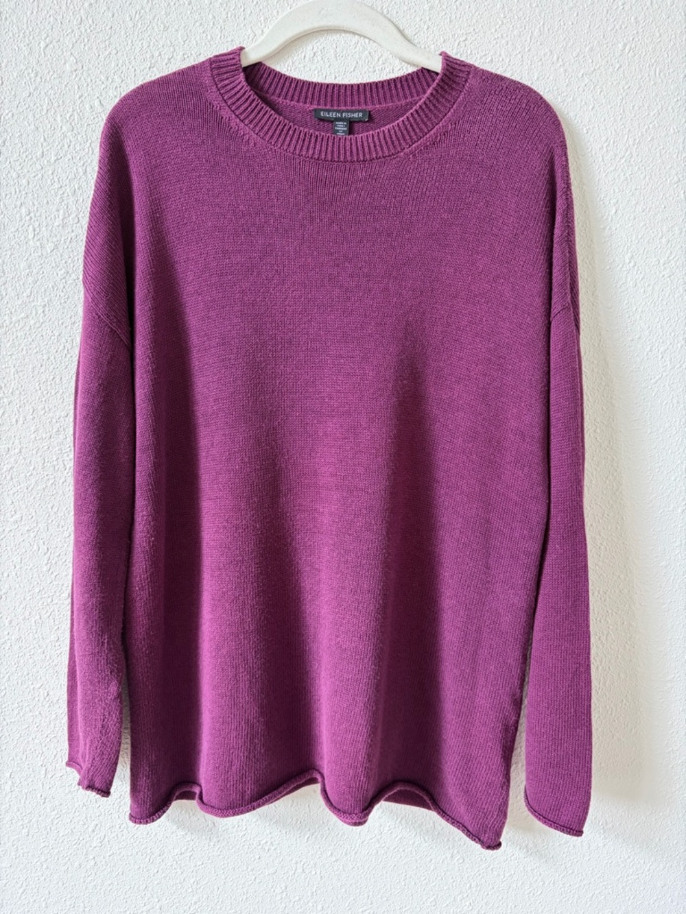 Eileen Fisher Cotton Blend Crewneck Sweater Purple Size XXS Colorful Minimalist